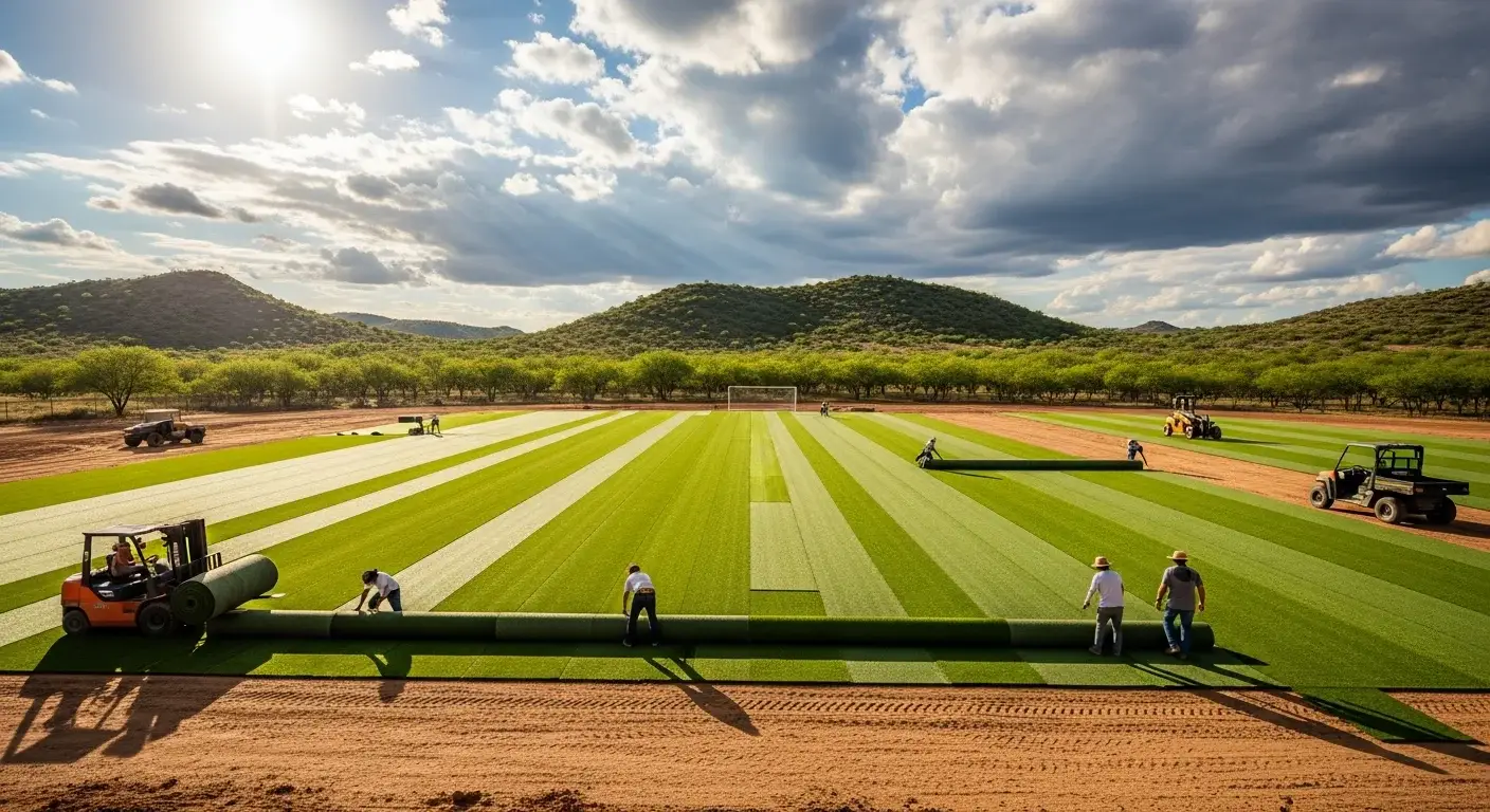 Commercial sports field turf installation